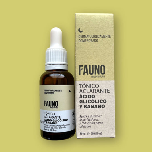 Tónico Aclarante, Ácido Glicólico y Banano Fauno 30 ml.