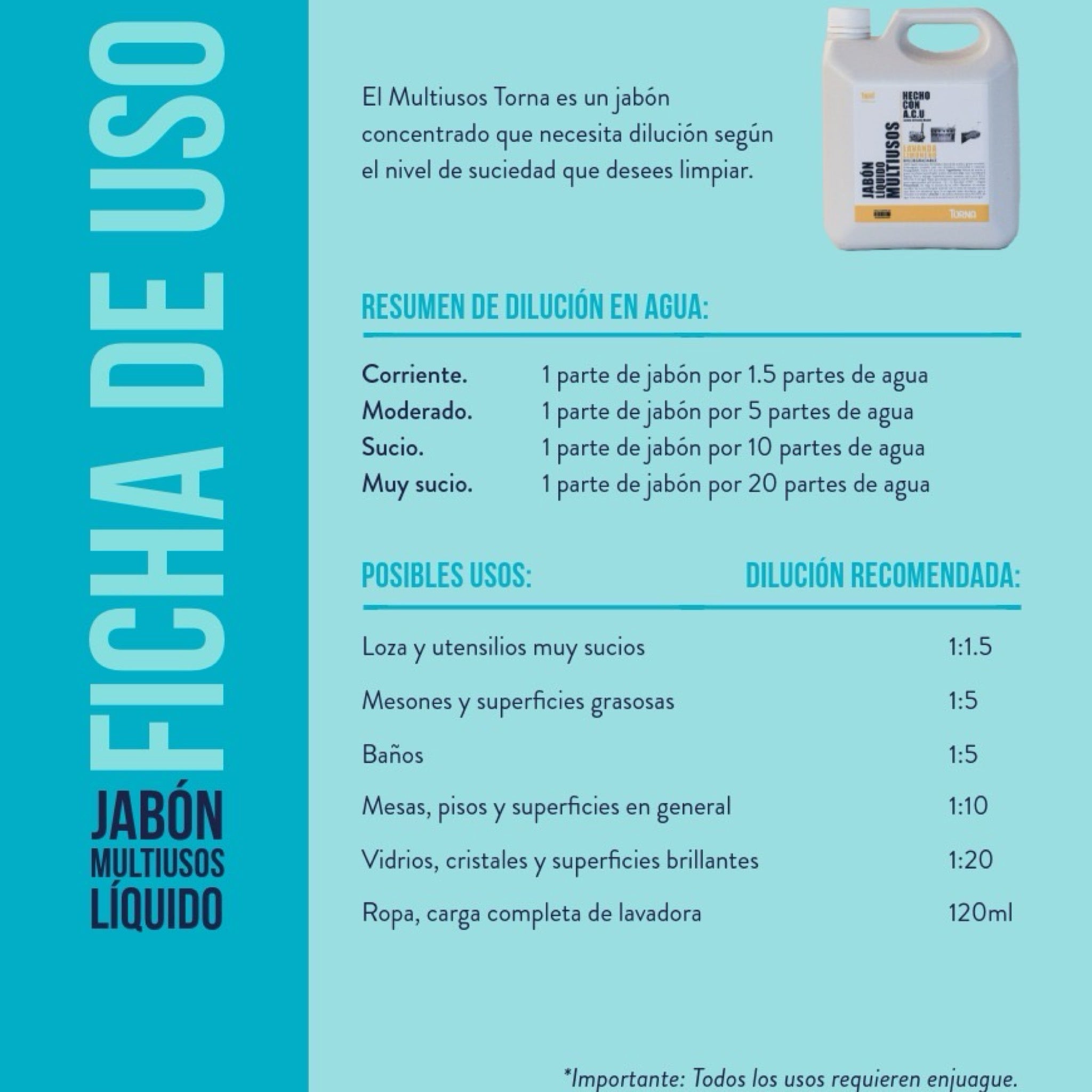 Jabón Líquido Multiusos Lavanda Limonero 3.785 ml. Torna