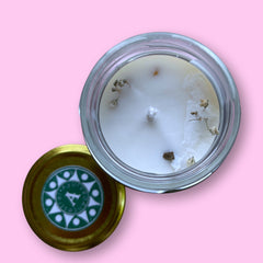 Vela Aromática de Cera Vegetal con Cristales  Ayurveda Ancestral