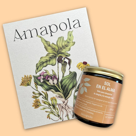 Vela con Intención Sol en El Alma  200 gr. Amapola Artesana