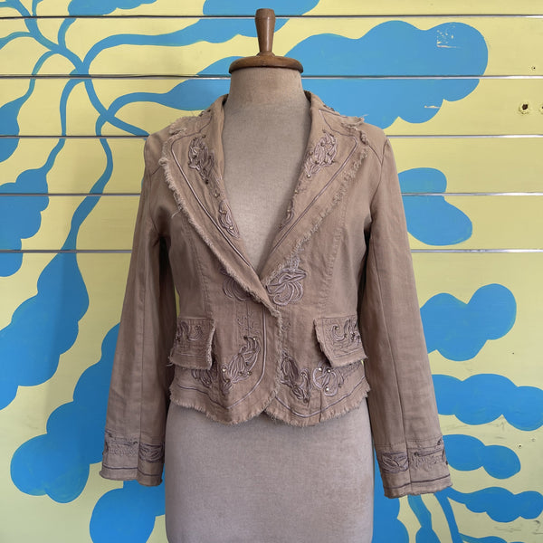 Chaqueta Caqui con Bordados