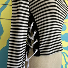 Camisa Manga Larga Rayas y Cintas