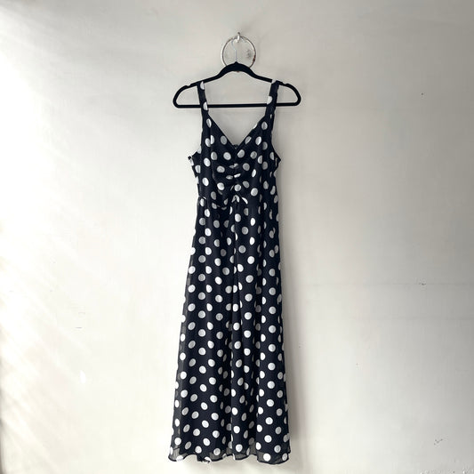 Vestido Negro Tiras Lunares Blancos Grandes