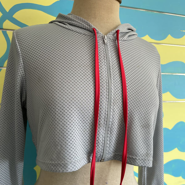 Crop Top Deportivo Gris Capucha - Secondary