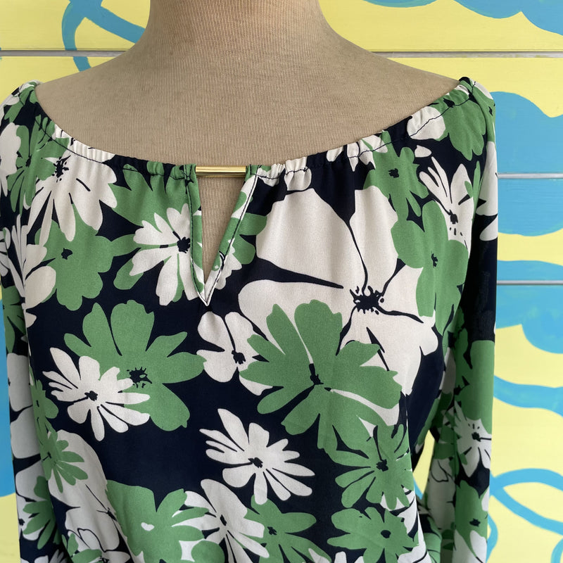 Blusa Flores Verde con Azul - Image 2