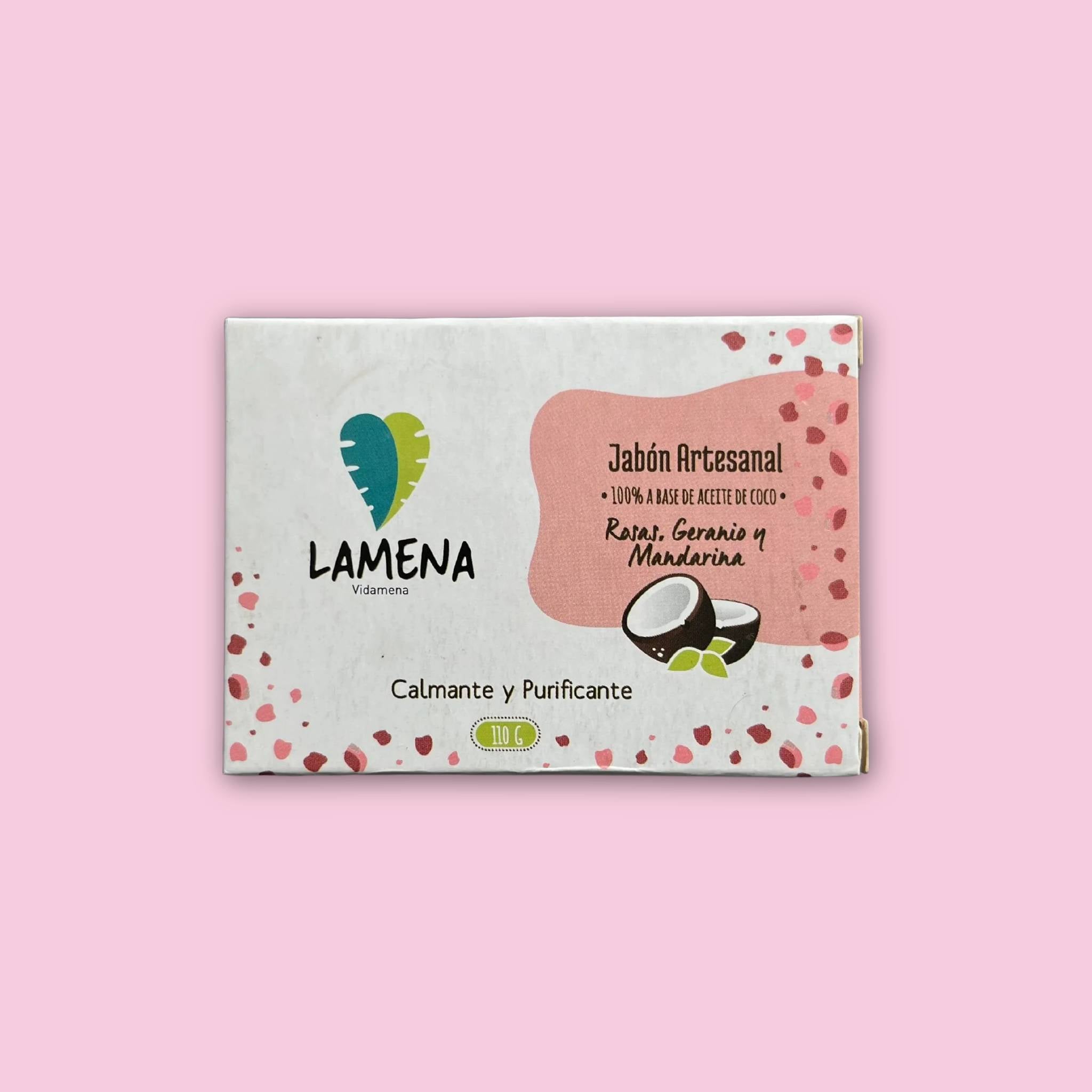 Jabón Corporal de Coco Rosas Geranio y Mandarina   110gr. Lamena