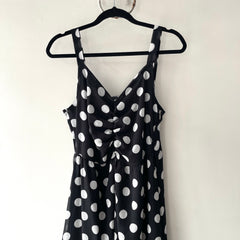 Vestido Negro Tiras Lunares Blancos Grandes
