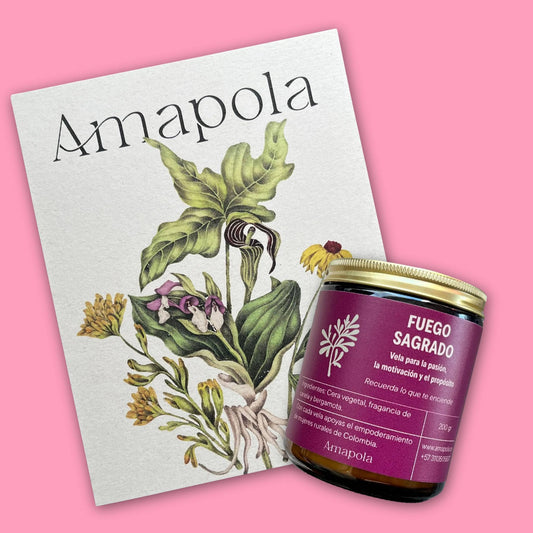 Vela con Intención Fuego Sagrado 200 gr. Amapola Artesana