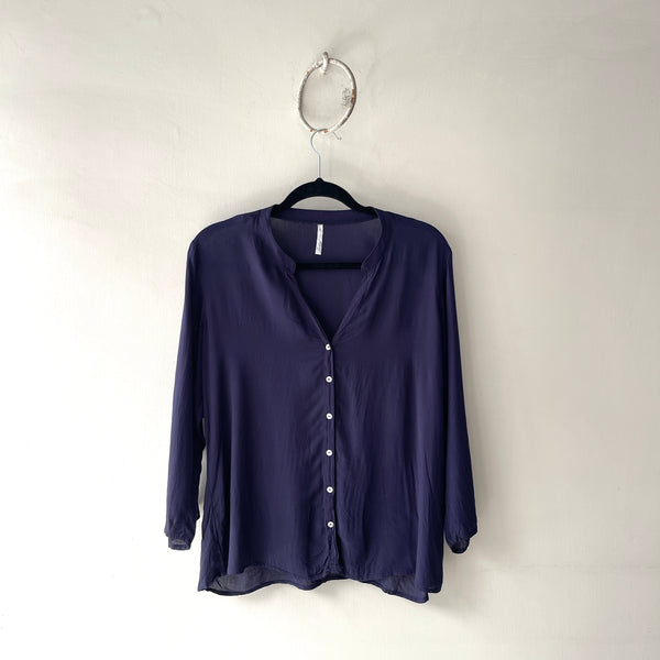Camisera Botones Azul Nautico Cuello V