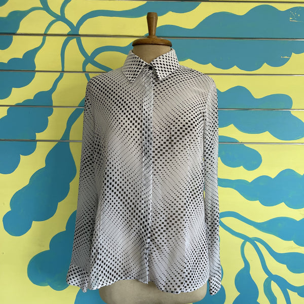 Camisa Botones Rombo Blanca con Negro