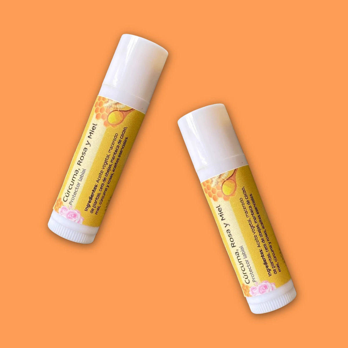 Bálsamo Labial Hidratante de Cúrcuma Rosa y Miel Ayurveda Ancestral