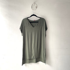 Vestido o Camisa Larga Cuello V Verde Militar