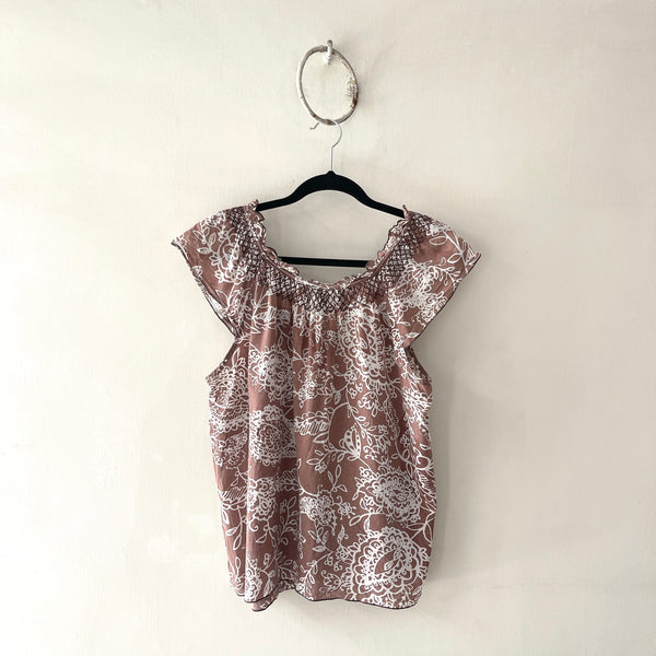 Camisa Algodón estampada Cafe
