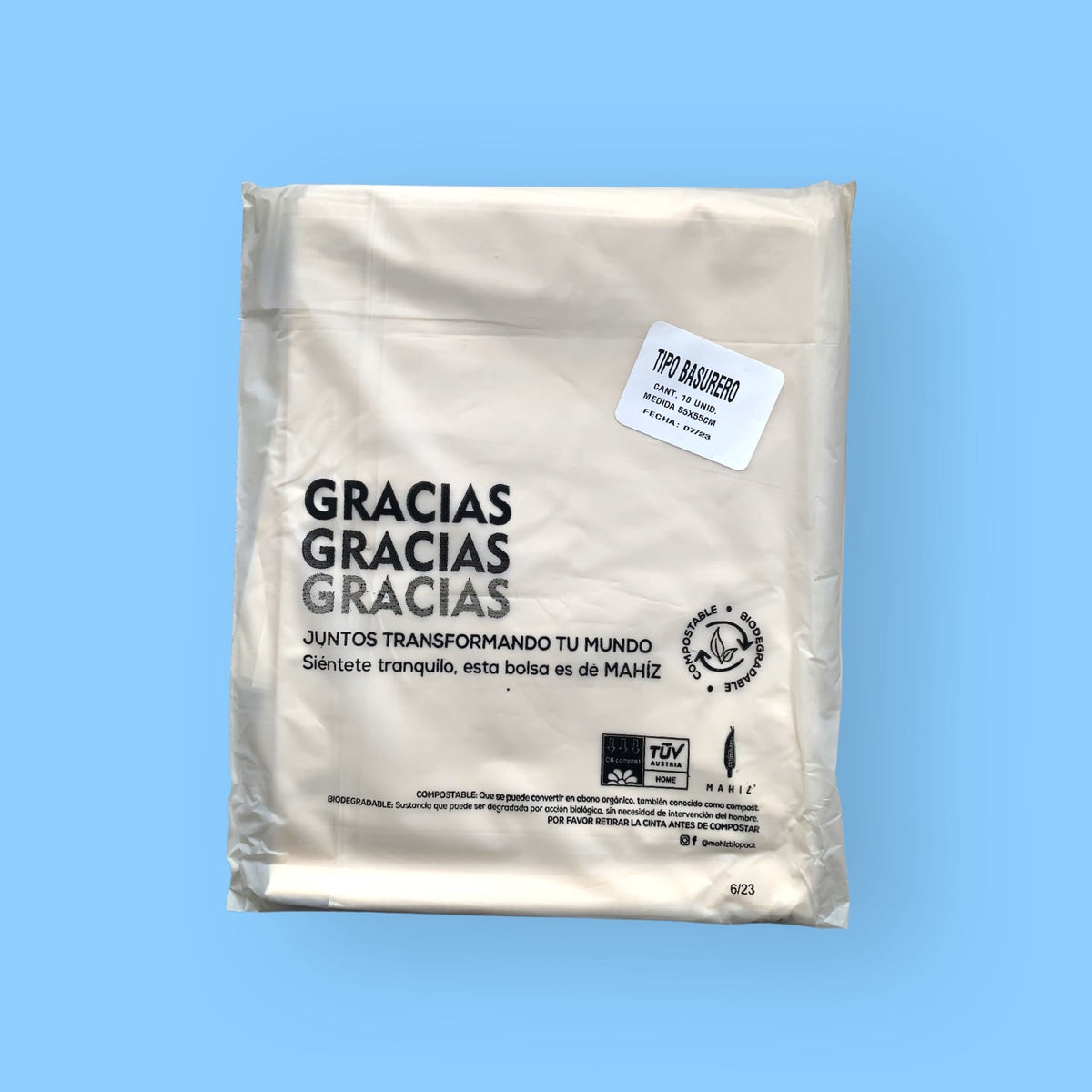 Bolsas Biodegradables Medianas MAHÍZ x 10 Und. 55 x 55 cm