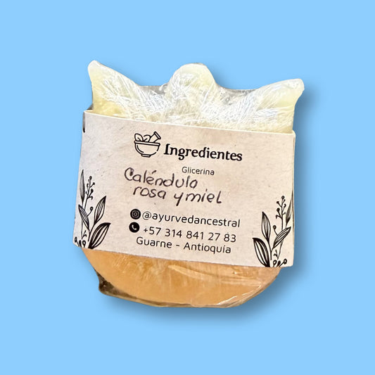 Jabón Natural de Caléndula Rosa y Miel 60 gr. Ayurveda Ancestral